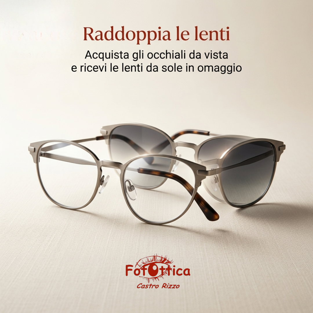 Raddoppia le lenti — Acquista gli occhiali da vista e ricevi le lenti da sole in omaggio